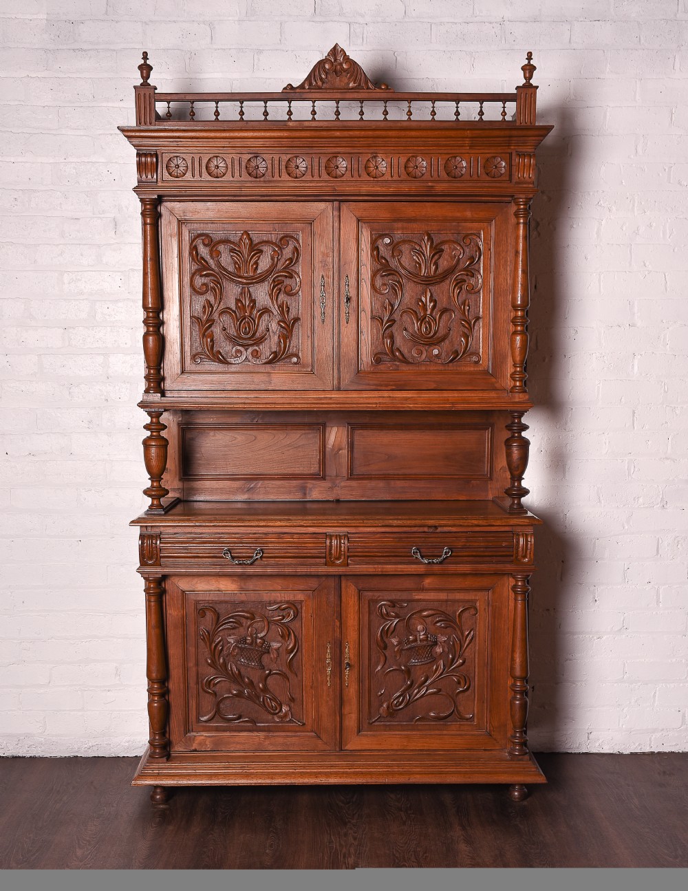 French Carved Walnut Hunts Game Cabinet SAI1001